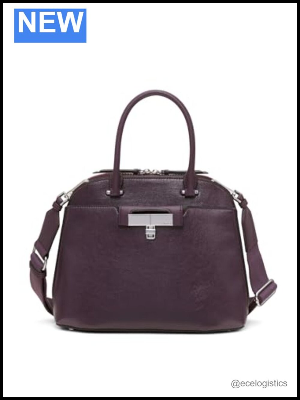 Vegan Leather Dome Satchel with Triple Compartment and Removable Crossbody Strap